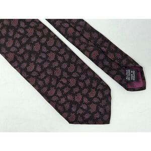 JOHN COMFORT OF LONDON MALOUF'S SILK TIE DARK BROWN RED PAISLEY 3.25" X 56"